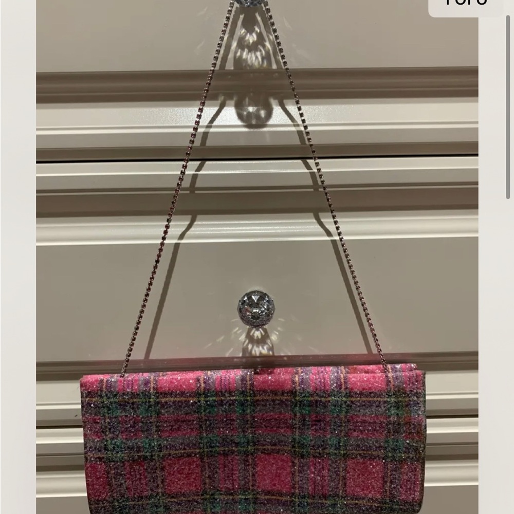 Noir pink crystal strap clutch/shoulder evening bag